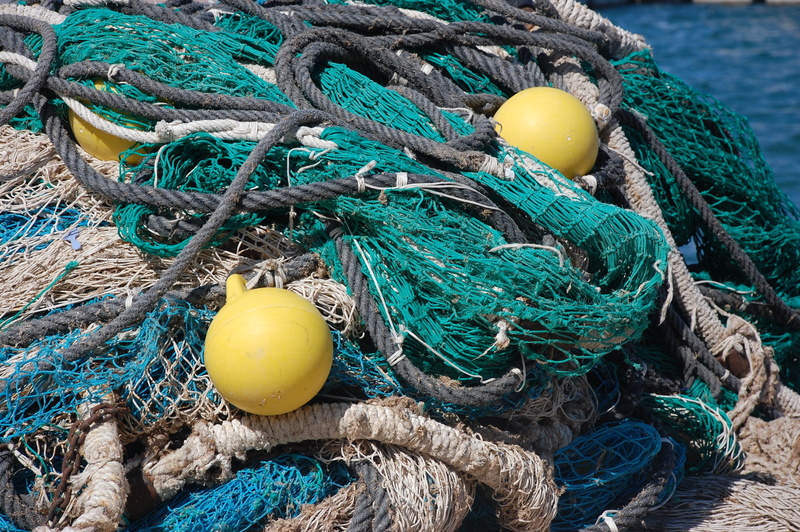 nature, summer, no people, buoy, tangled, rope, sea, nets, transportation, rod, fishing-net, fishing, fishing rod, yellow, high angle view, fishing industry