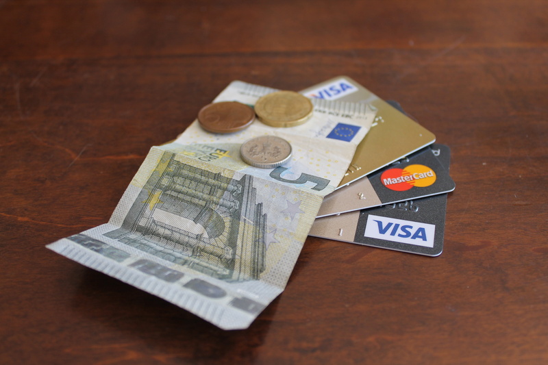 bank, three, wealth, finance and economy, plastic, color, credit card, high angle view, budget, text, business, credit, group of objects, assorted, cards