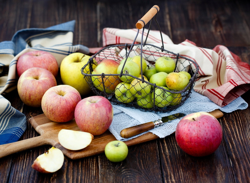1080P, knife, apples, swipe, basket, table, fruit, Board, Julia Khusainova