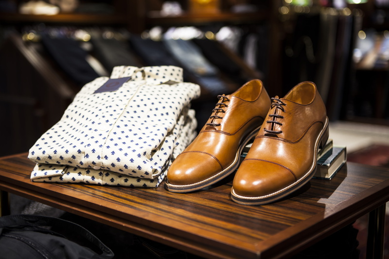 luxury, formal, shoe store, personal accessory, dress, sale, shoes, no people, brown, store, dress shoe, pair, table, polo, retail display, indoors, shopping