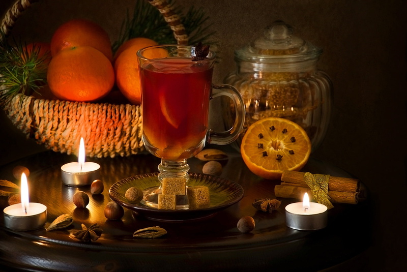 candle, spices, 1080P, oranges, mulled wine