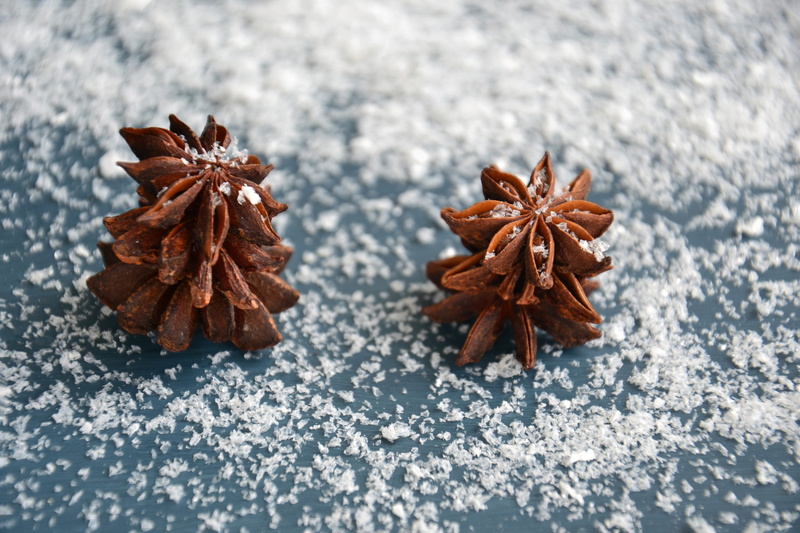 star shape, brown, spices, spice, shape, no people, high angle view, wood - material, anise, snow, close-up, kitchen, odor, nature, aroma, freshness, star anise