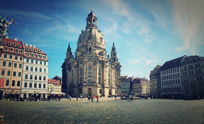 nature, saxony, building exterior, travel destinations, dresden, frauenkirche, building, religion, cobblestone, 4K, city, outdoors, sky, place of worship
