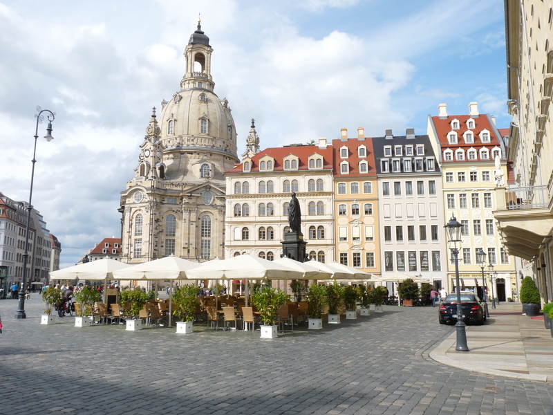 belief, city, built structure, place of worship, cloud - sky, street, day, outdoors, incidental people, nature, 2K, germany, frauenkirche dresden, religion