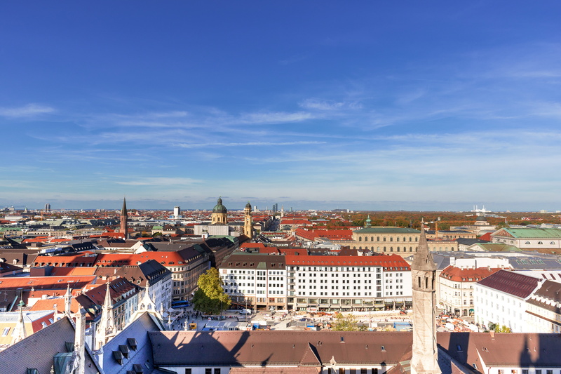 town hall, roof, church, architecture, building exterior, munich, frauenkirche, townscape, theatinerkirche, day, sky, munich from the top, building, travel destinations