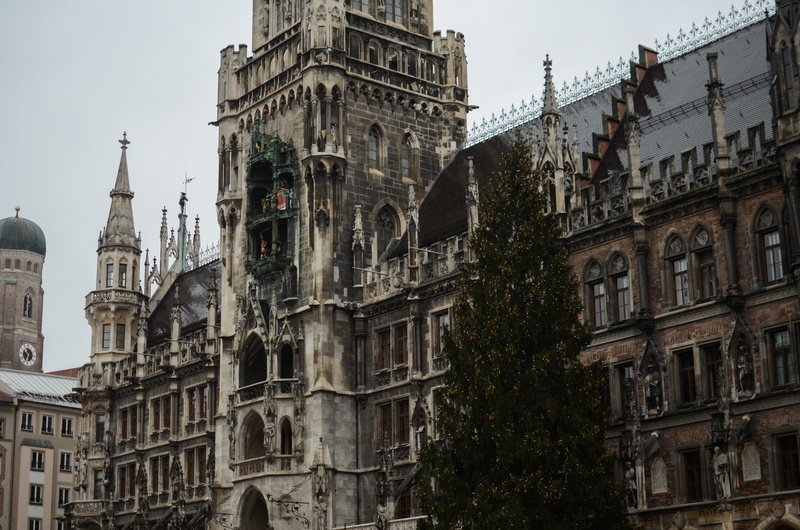 religious, old, munich, plant, tourism, day, steeple, history, travel, angle, spire, building exterior, castle, christmas, outdoors, the past, low, metropolis