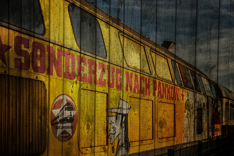 old, reflection, loco, built structure, special train, panic rocker, art and craft, architecture, Train, no people, day, mural, multi colored, industry