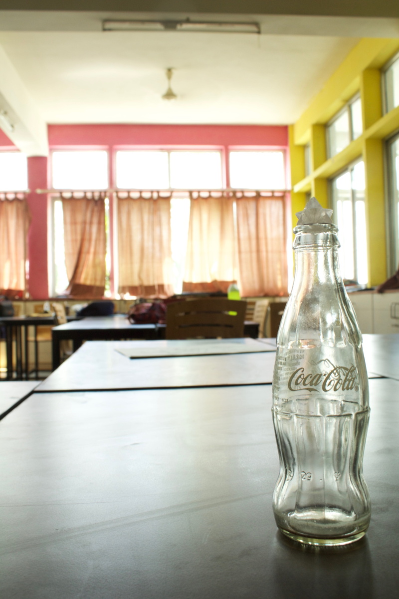 built structure, sphere, pop bottle, glass - material, focus on foreground, indoors, 5K, no people, healthy lifestyle, absence, bottle, room, conference room