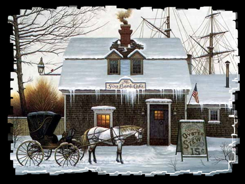 belly, Charles Wysocki, Buggy, carriage, architecture, cafe, houses, art, hd, warmers, equine, 480P