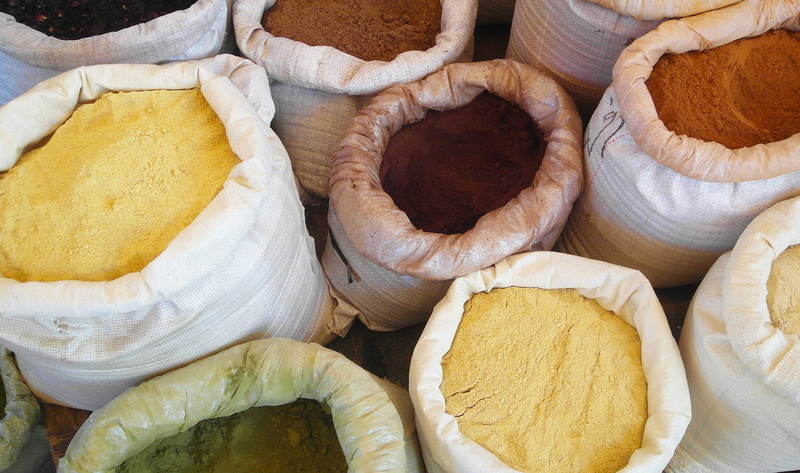 souk, for sale, spice, retail, retail display, choice, marrakech, oriental, freshness, variation, food, backgrounds, high angle view, market, food and drink
