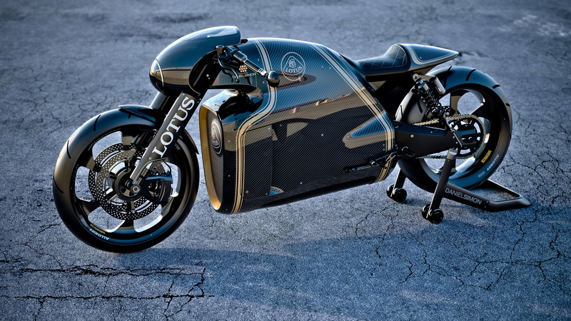 Lotus C-01, stand, Kodewa, motorcycle, cruiser, black, superbike, concept, 4K, test drive, lotus, speed