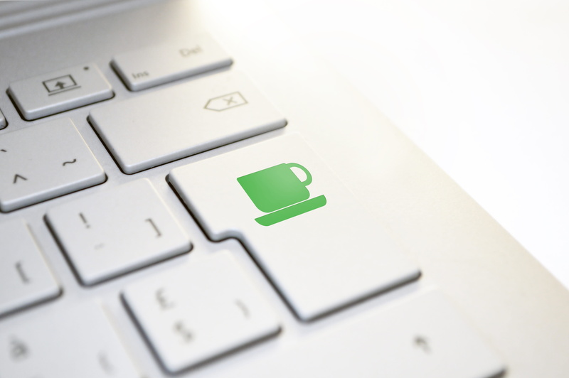 cup, blank, laptop, keyboard, computer, enjoy, button, green, computer equipment, enter, press, icon, espresso, computer network, keypad, connection, coffee