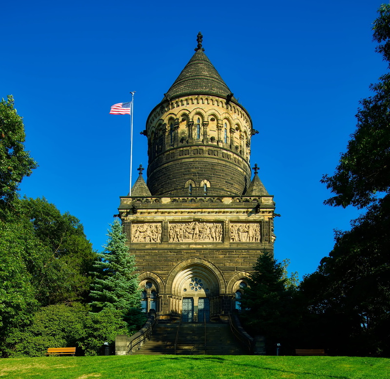 plant, ohio, nature, architecture, flag, day, Memorial, Garfield, united states, built structure, clear sky, president, Grave, grass, no people, mausoleum