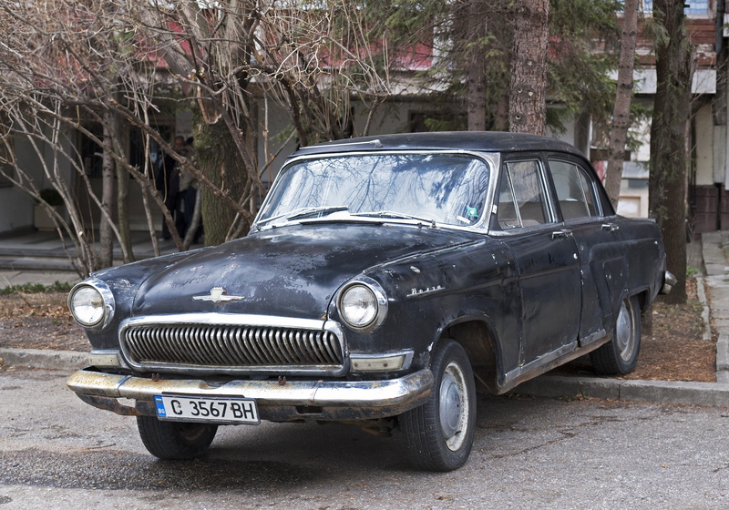 vintage, land vehicle, ruined, architecture, soviet era, volga, survivor, vintage car, europe, metal, black, headlights, damaged, built structure, cccp