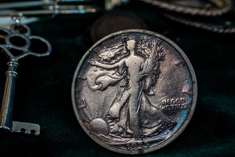 the past, close-up, wealth, coins, architecture, metal, currency, usa, art and craft, dollar, walking liberty, business finance and industry, human representation