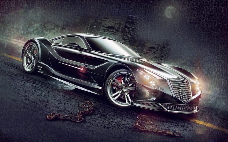 Chain, coupe, Creative, Black, Car, Design, 1080P