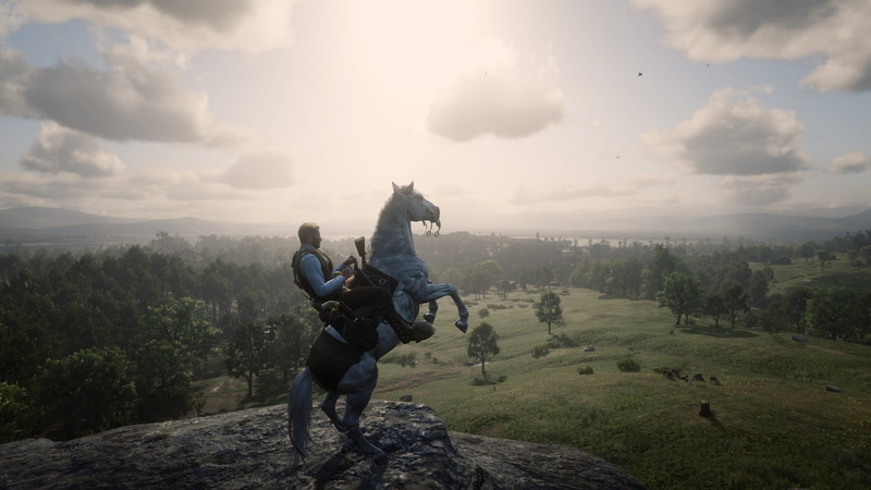 1080P, night, mountains, snow, video games, video game art, Red Dead Redemption 2, screen shot, daylight, fire, lights