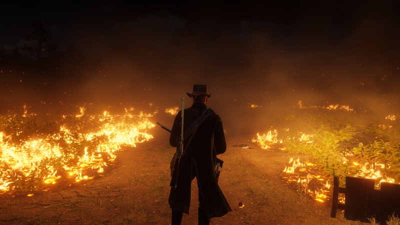 1080P, Red Dead Redemption 2, night, fire, snow, video game art, lights, video games, screen shot, mountains, daylight