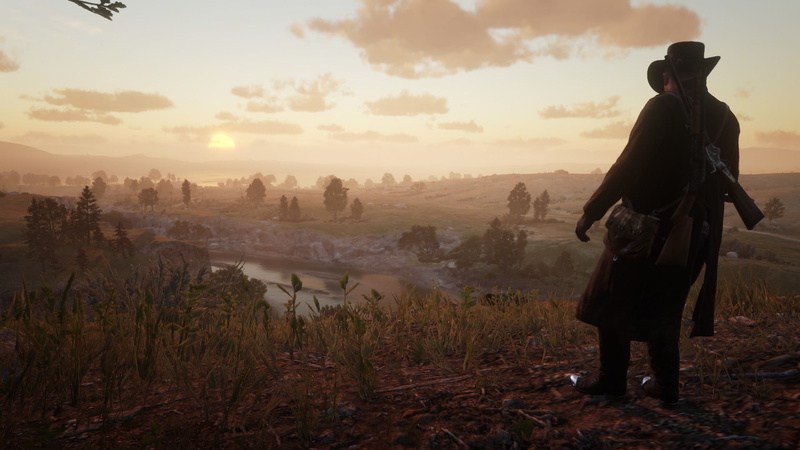 mountains, snow, 1080P, video games, daylight, Red Dead Redemption 2, fire, night, lights, video game art, screen shot