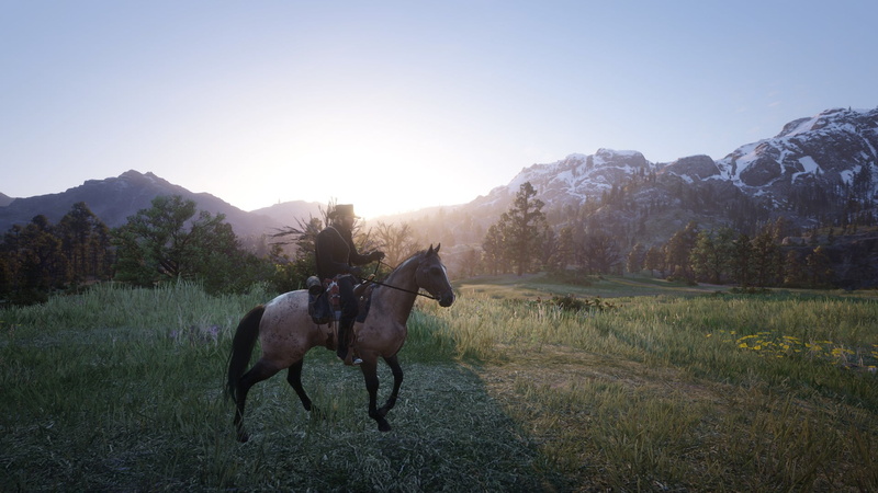 snow, lights, night, Red Dead Redemption 2, mountains, video game art, video games, screen shot, daylight, fire, 1080P