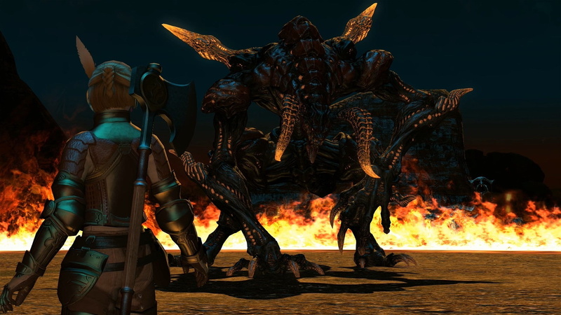aggression, representation, burning, no people, 1080P, heat - temperature, sculpture, night, outdoors, flame, standing, Final Fantasy XIV: A Realm Reborn