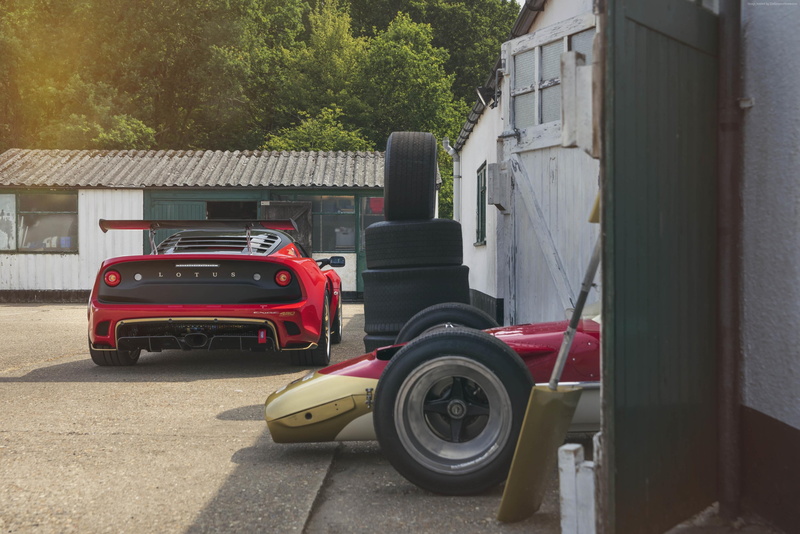 4K, nature, parking, outdoors, garage, tree, Lotus Exige GT Type 49, day, transportation, red, built structure, 2018 Cars, car, 2K, land vehicle, supercar