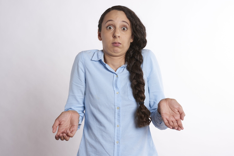 adult, worker, one person, 5K, desktop, white background, hard, upset, sitting, waist up, young adult, indoors, confusing, confused, isolated, contemplation
