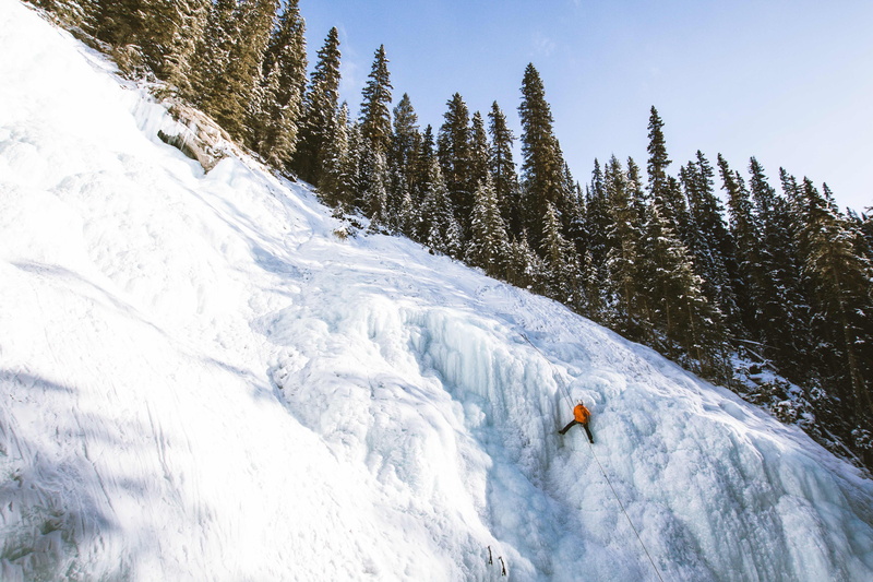 white color, outdoors, winter, activity, day, snow, jasper, winter sport, sport, one person, lifestyles, canada, jasper national park, sky, leisure activity