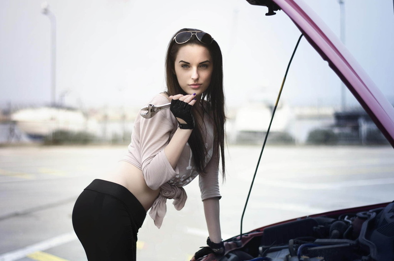 women, model, glasses, tools, 1080P, portrait, car