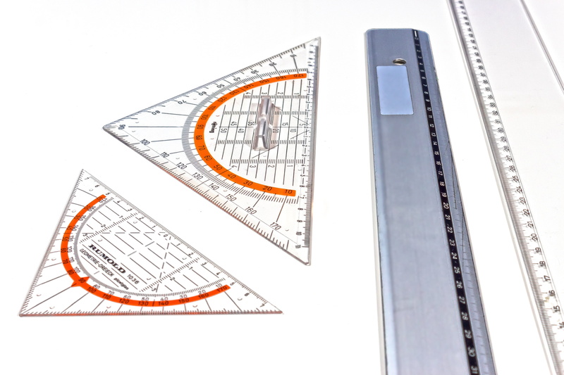 still life, direction, copy space, geometry, development, built structure, architecture, steel ruler, close-up, arts culture and entertainment, white background