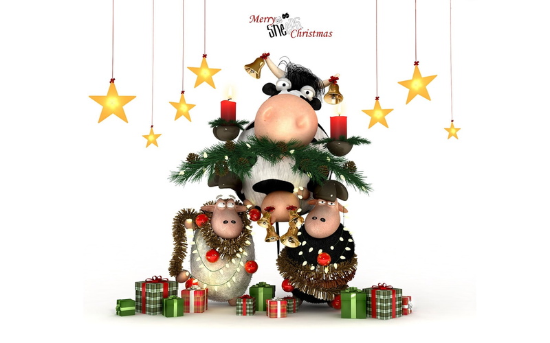 christmas, happy, cow, 1080P