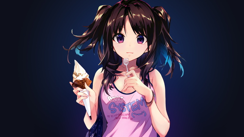 4K, k, Icecream, Girl, Anime