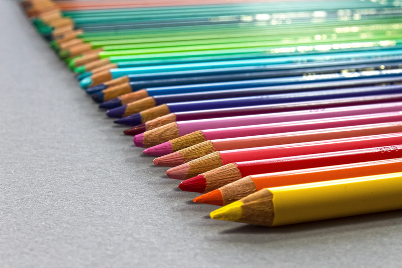 colored pencil, art and craft equipment, variation, lacquered wood, choice, writing or drawing device, pointed, craft, draw, multi colored, selective focus
