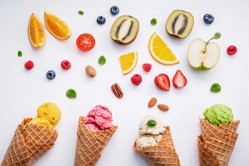 5K, fruit, colorful, horn, cone, ice cream, berries