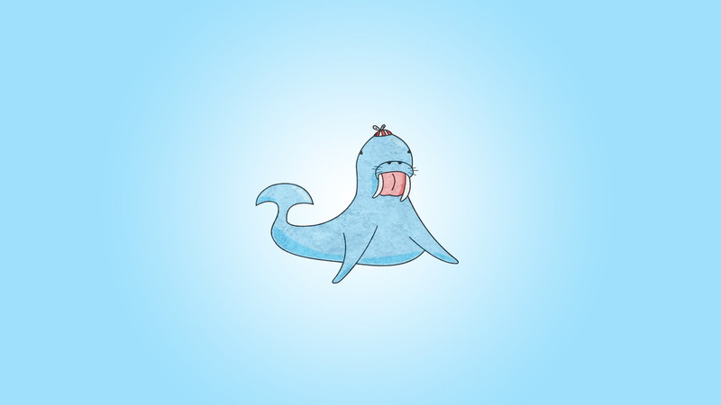 1080P, walruses bazibu blue animals minimalism digital art tongues