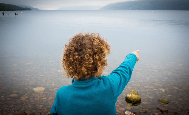 jumperblue, 5K, nessie, boy, child, mist, mountain, pointing, tranquility, leisure activity, adult, sea, tranquil scene, coast, day, hair, scenics - nature