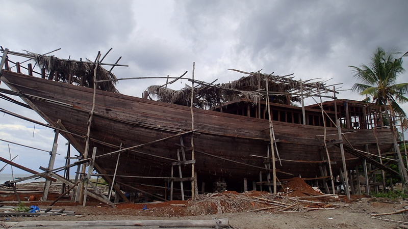 no people, boat, day, built structure, 4K, demolished, building, construction, architecture, indonesia, building exterior, cloud - sky, phinisi, outdoors