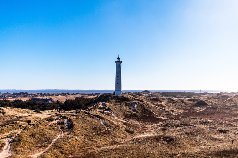 water, outdoors, nature, 5K, landscape, sea, clear sky, danish west coast, horizon, travel destinations, denmark, blue sky, architecture, travel, lyngvig fyr