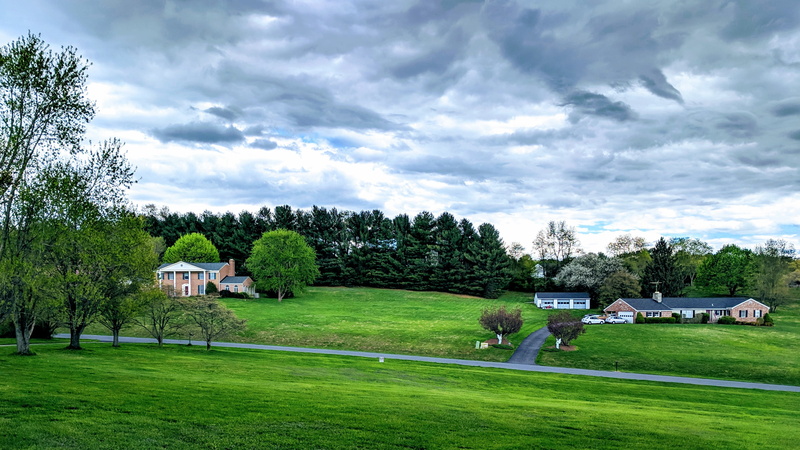 nature, scenics - nature, beauty in nature, land, countryside, no people, plant, field, house, architecture, building exterior, car, sky, cloud - sky, vehicle