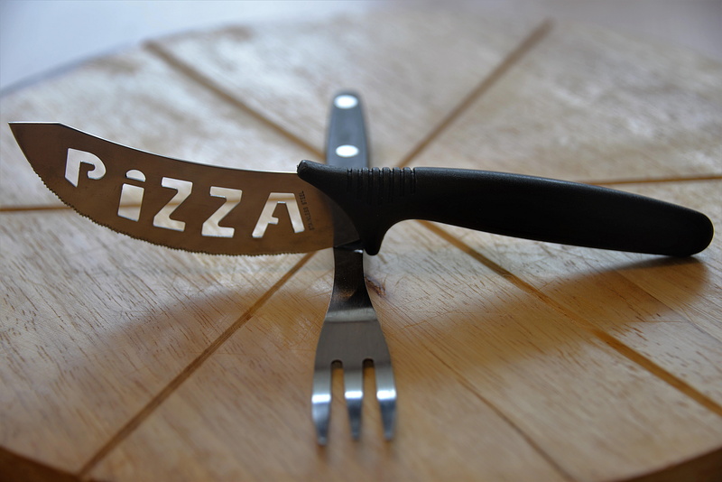 eat, table, communication, work tool, wood - material, indoors, text, single object, 5K, fork, still life, black color, no people, equipment, personal accessory