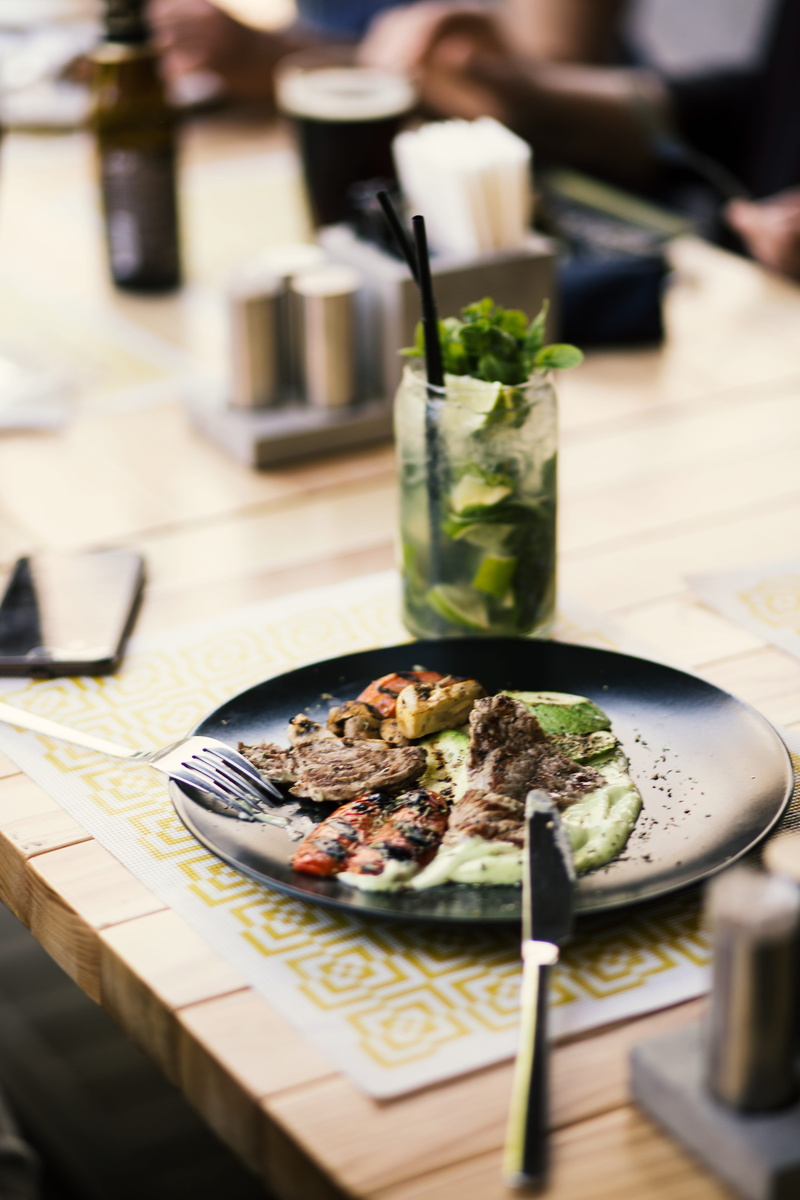ready-to-eat, preparing food, glass, japanese food, restaurant, high angle view, dining, preparation, meat, round, freshness, plate, selective focus, cuisine