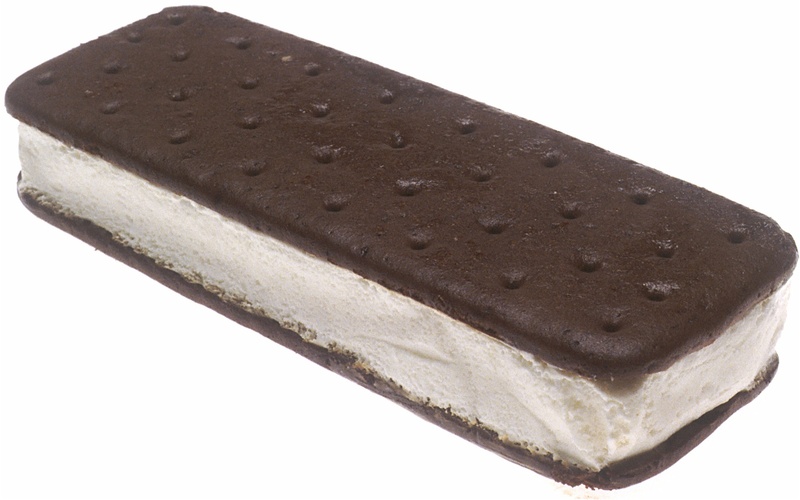 white background, dairy, indulgence, baked, cold, calories, brown, bar, ice cream sandwich, cut out, no people, food and drink, tasty, leather, single object