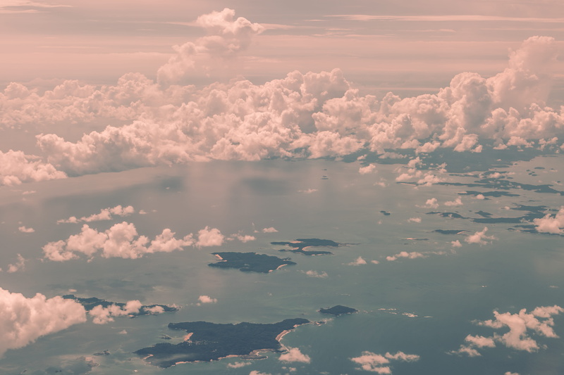 ocean, blue, aerial View, stratosphere, photography, non-urban scene, airplane, water, high Up, top, backgrounds, outdoors, above, cloudscape, scenics - nature