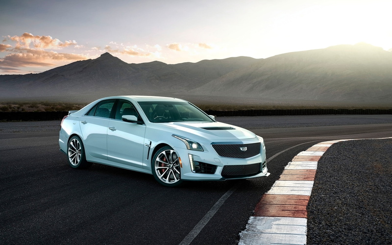 speed, sky, land vehicle, mode of transportation, 2018, motion, Cadillac CTS-V Glacier Metallic Edition, road marking, environment, symbol, mountain, road