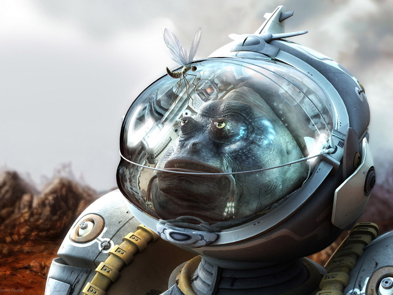 toy, black, futuristic, reflection, day, power, mosquito, gray, scuba diving, security, alien, exploration, sport, outdoors, monster, glass - material