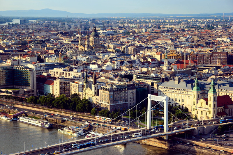 aerial view, skyscraper, river, hungary, residential district, bridge - man made structure, office building exterior, 4K, building exterior, pest, danube