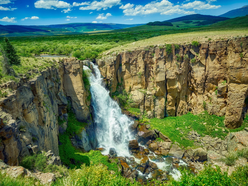 flowing, tourism, scenics - nature, non-urban scene, mountains, rural, colorado, landscape, environment, waterfall, long exposure, water, 4K, falling water