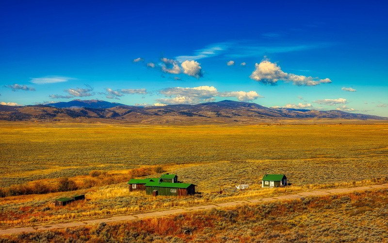 mountain, field, shack, america, plant, agriculture, mountains, barn, wyoming, land, beauty in nature, house, countryside, meadow, nature, cloud - sky