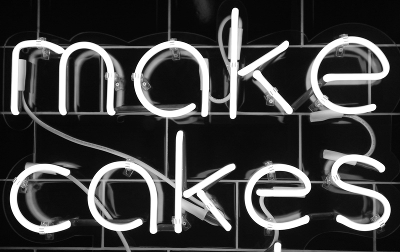 bandw, message, text, grayscale, neon sign, illuminated, led, sign, communication, black and white, design, black background, bake, photography, 4K, cakes