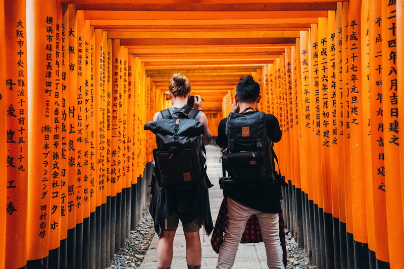 staircase, photography, walls, taking, daytime, three quarter length, woman, kanji, real people, adult, people, building, spirituality, print, built structure